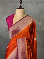 Rust orange and wine Banarasi Crepe silk saree - PBC8