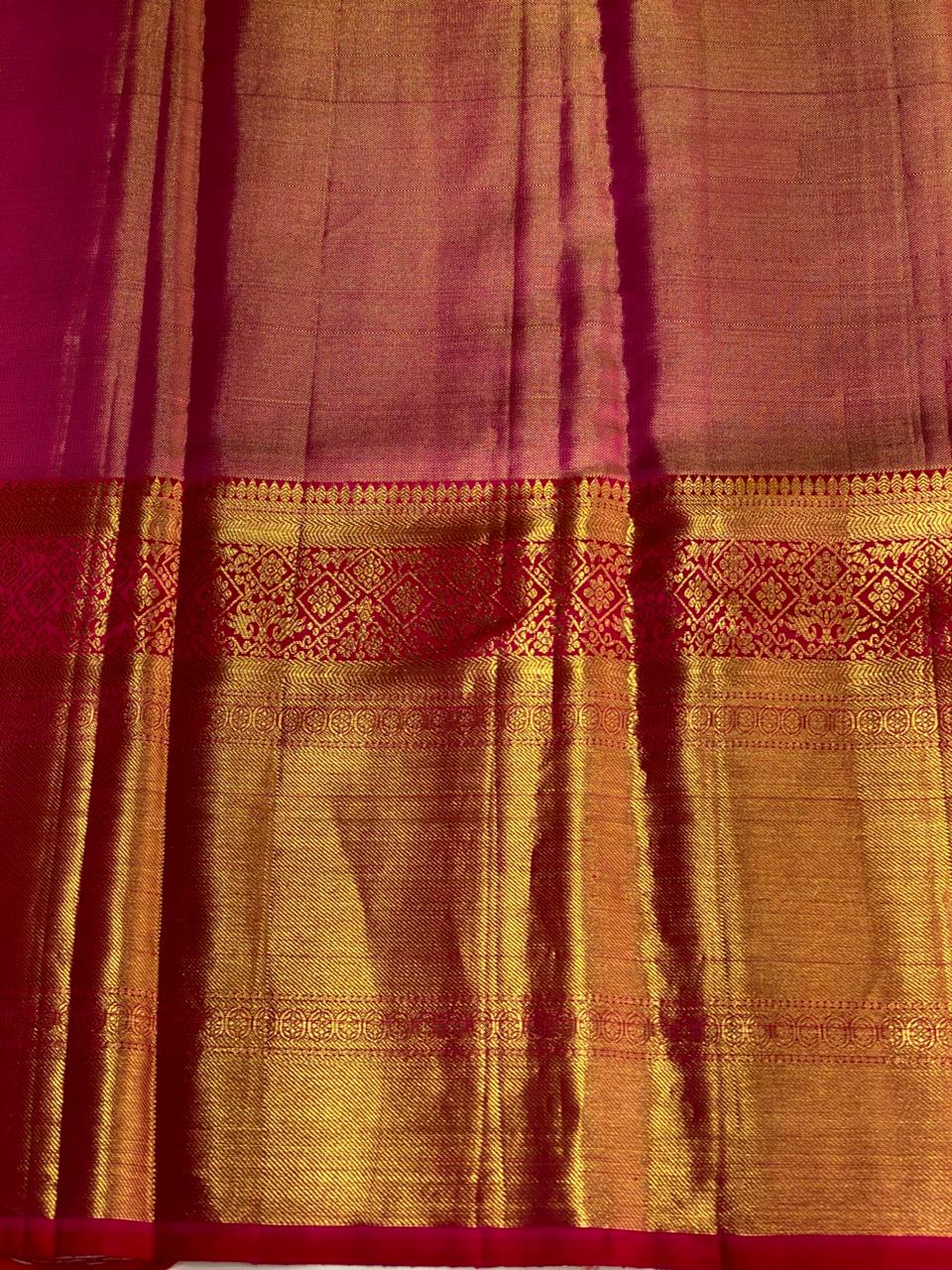 Pink and Red Pure tissue Kanchipuram Silk saree - PPURE29