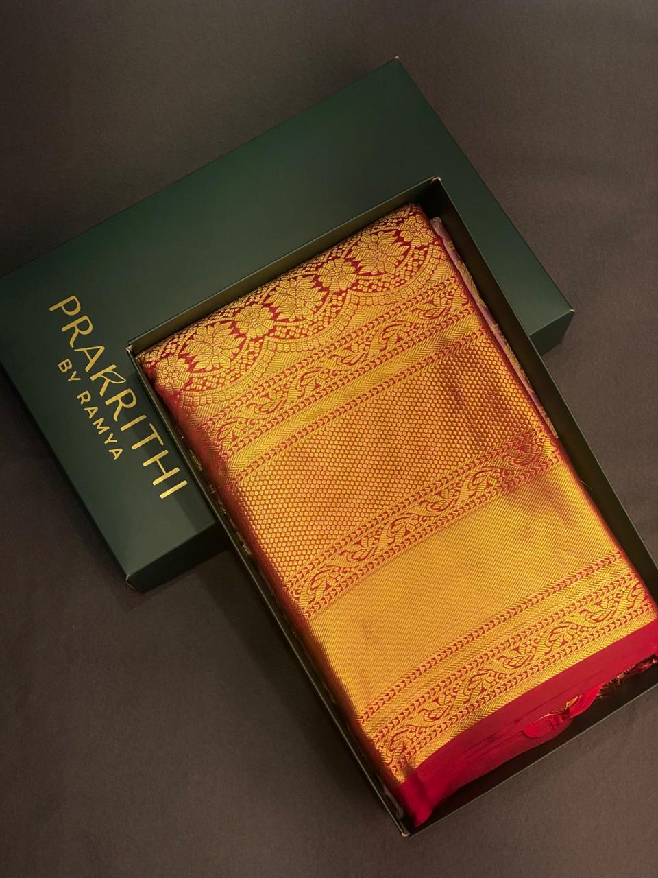 Lavender and Red Pure tissue Kanchipuram Silk saree - PPURE30