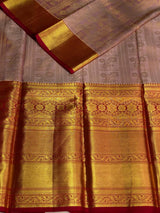 Lavender and Red Pure tissue Kanchipuram Silk saree - PPURE30