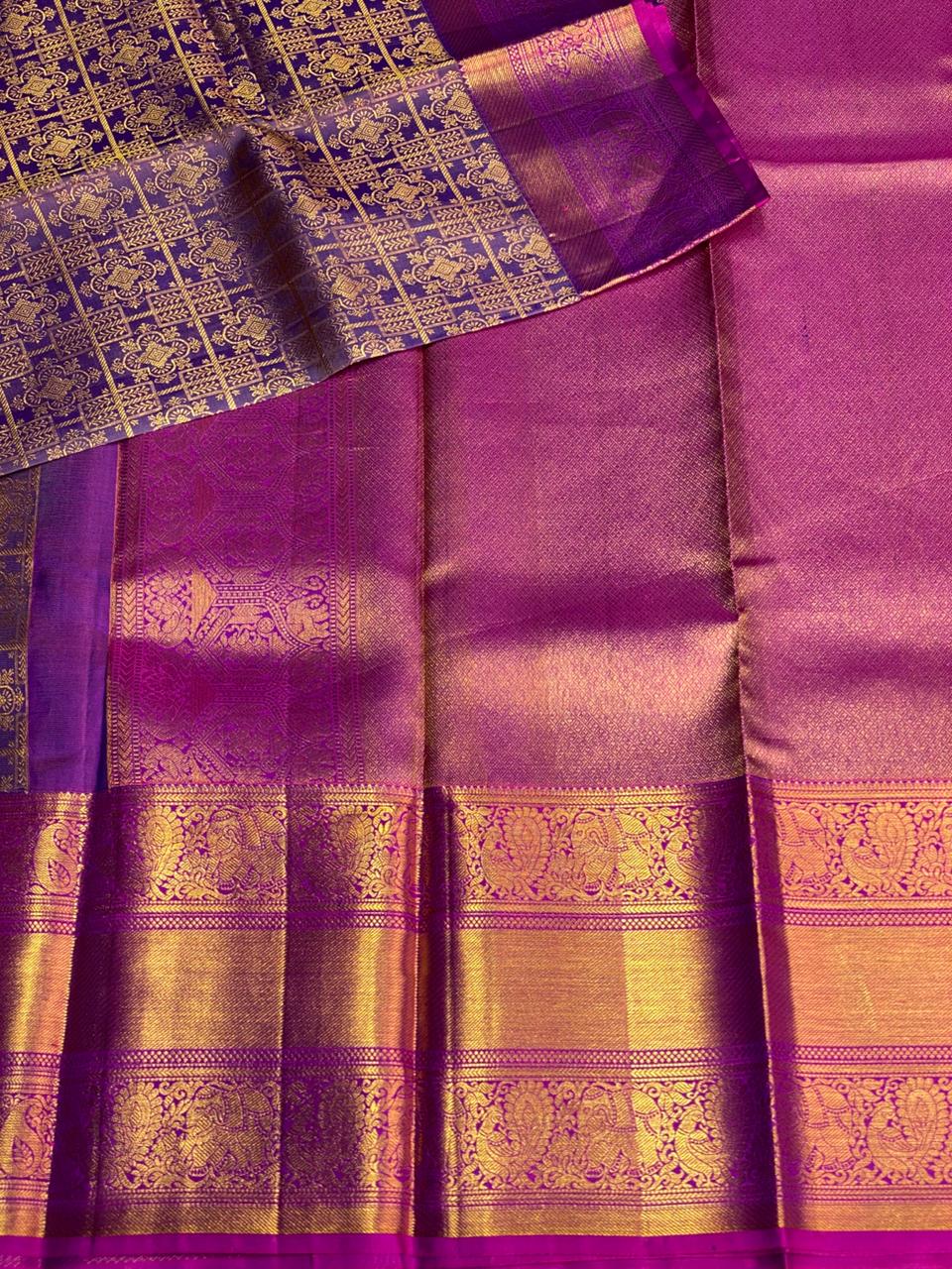 Lavender and purple Pure Kanchipuram Silk saree - PPURE32