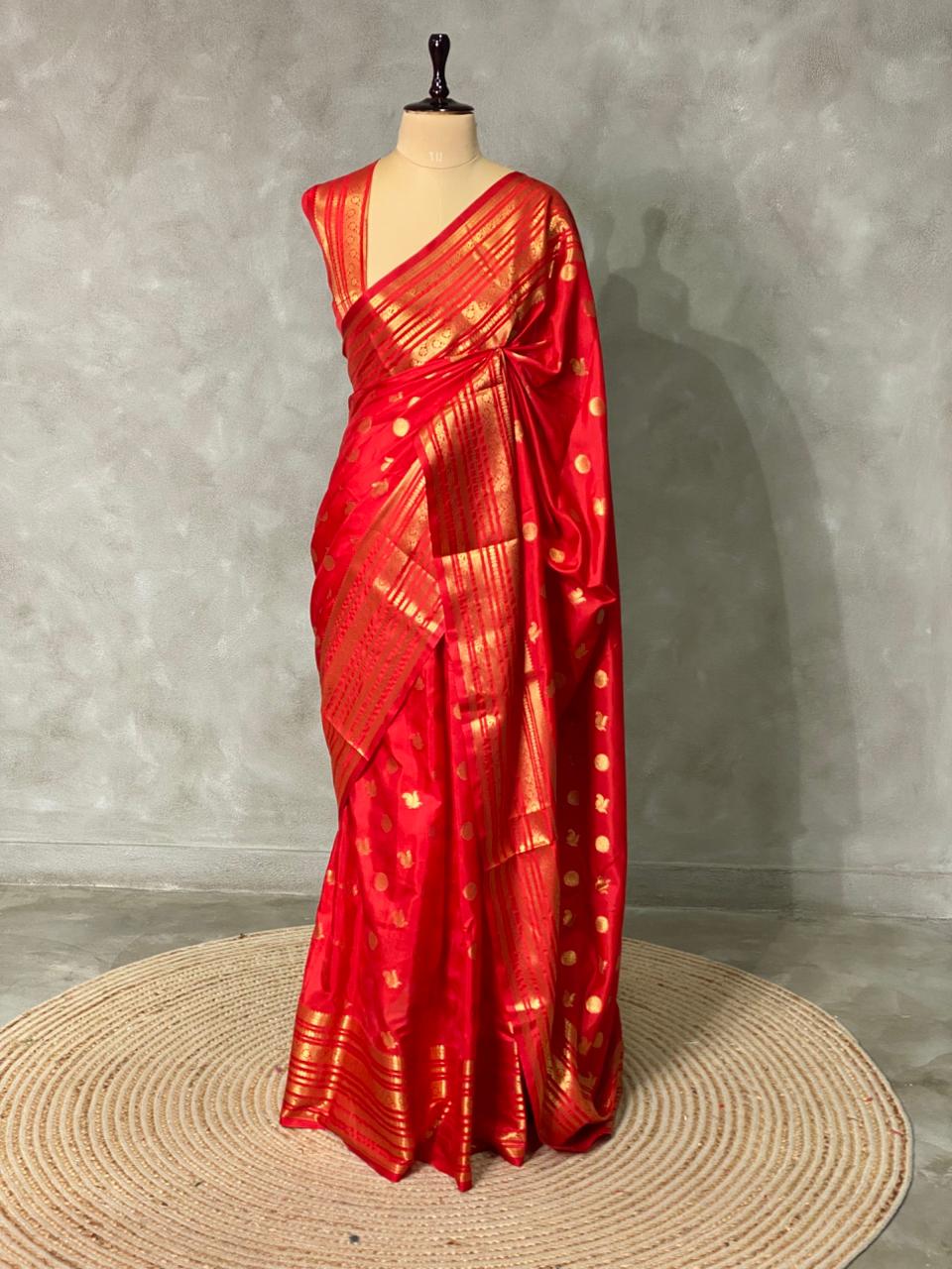 Red Banarasi silk saree- MPS2