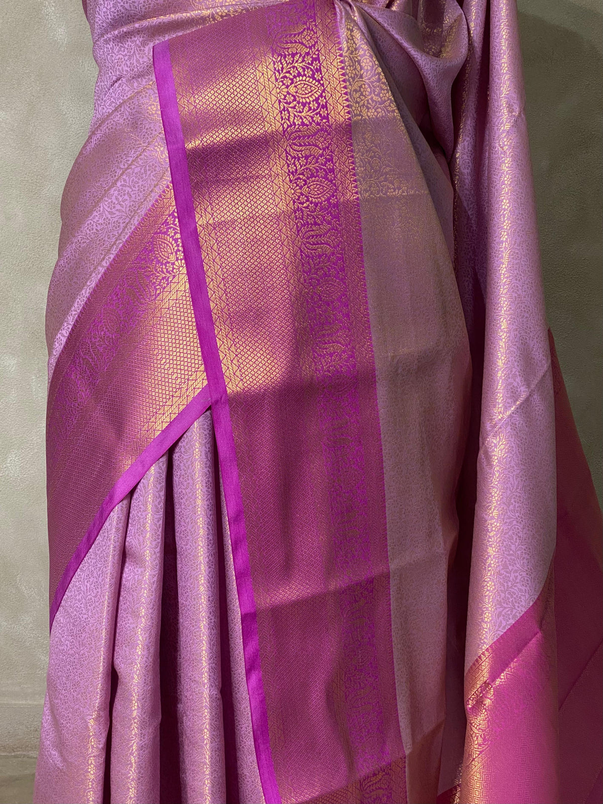 Lavender and purple Semi brocade Banarasi silk saree- PBROB