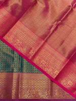 Green andmagenta Semi brocade Banarasi silk saree- PBROF