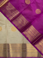 Sandal and magenta semi kanchipuram soft silk saree - PSSN93A