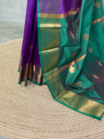 Violet and Green semi kanchipuram soft silk saree - PSSN101