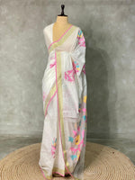 White Pure Matka silk saree - PMK4