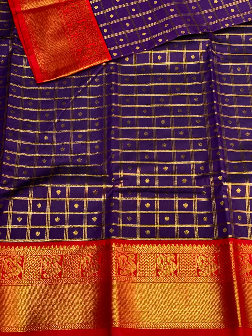 Violet and red silk saree- PSSR150