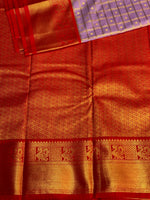 Lavender and red silk saree- PSSR151