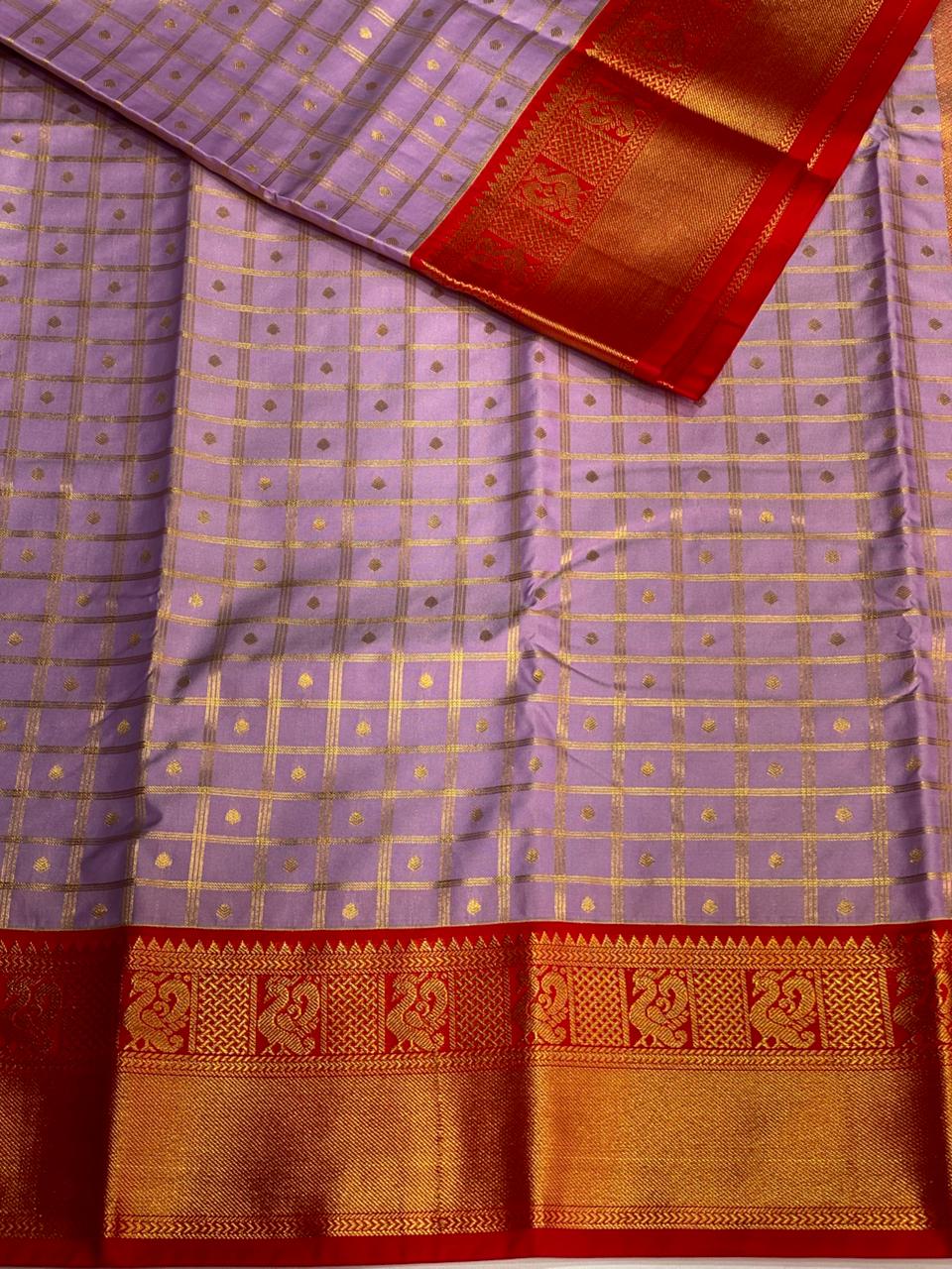 Lavender and red silk saree- PSSR151