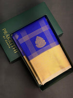 Royal blue and sandal silk saree- PSSR152