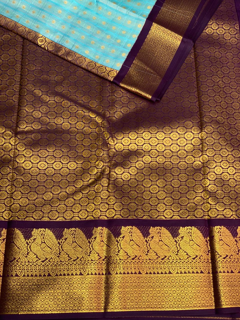 Blue and violet silk saree- PSSR153