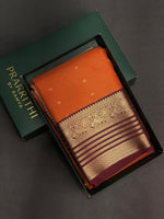 Rust Orange and brown silk saree- PSSR154