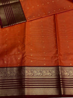 Rust Orange and brown silk saree- PSSR154