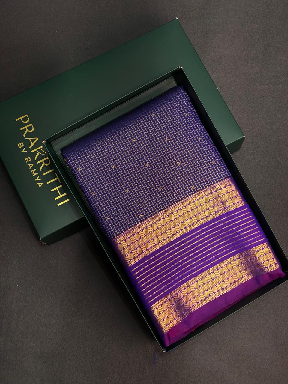 Blue and magenta silk saree- PSSR158