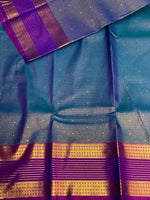 Peacock Blue and magenta silk saree- PSSR159