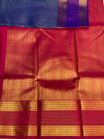 Peacock Blue and magenta silk saree- PSSR159