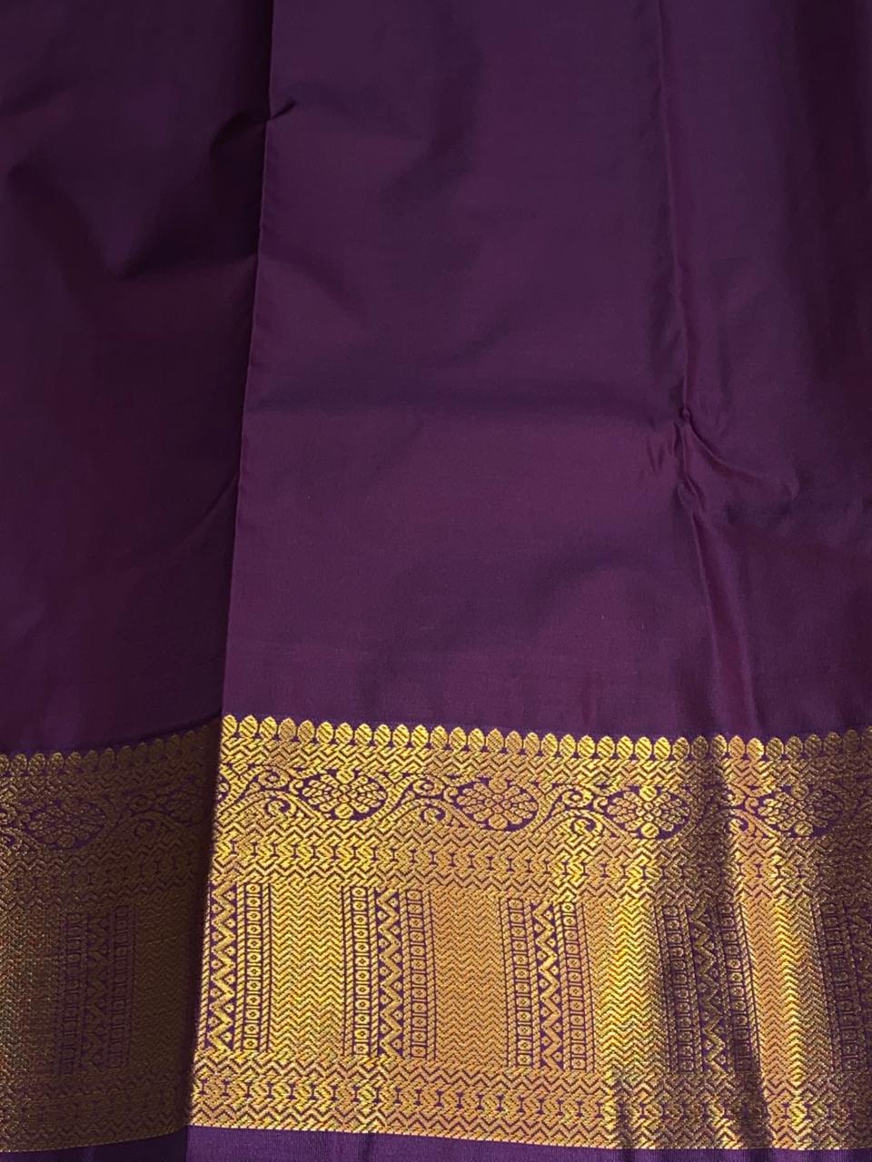 Yellow and Violet silk saree- PSSR160