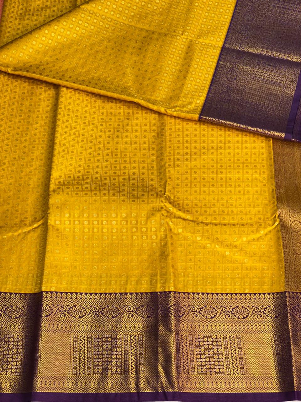 Yellow and Violet silk saree- PSSR160