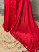 Red pure chiffon designer saree - PSD07