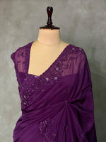 Wine Pure organza designer saree - PSD08