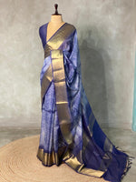 Blue tie dye Banarasi silk saree- MPS8B