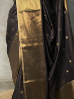 Black Banarasi silk saree- MPS2F