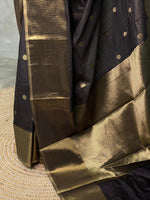 Black Banarasi silk saree- MPS2F