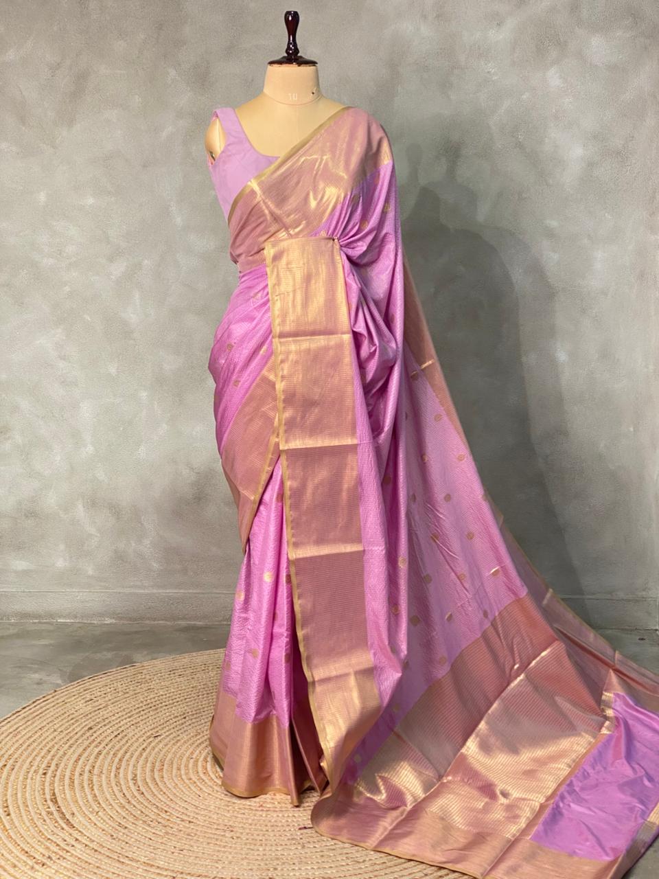 Lilac Pink Banarasi silk saree- MPS2B