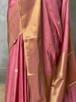 Peach Banarasi silk saree- MPS2D