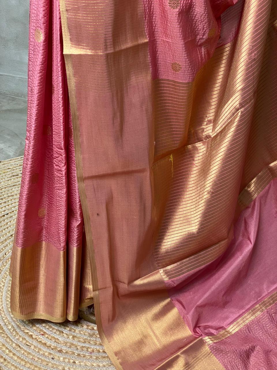 Peach Banarasi silk saree- MPS2D