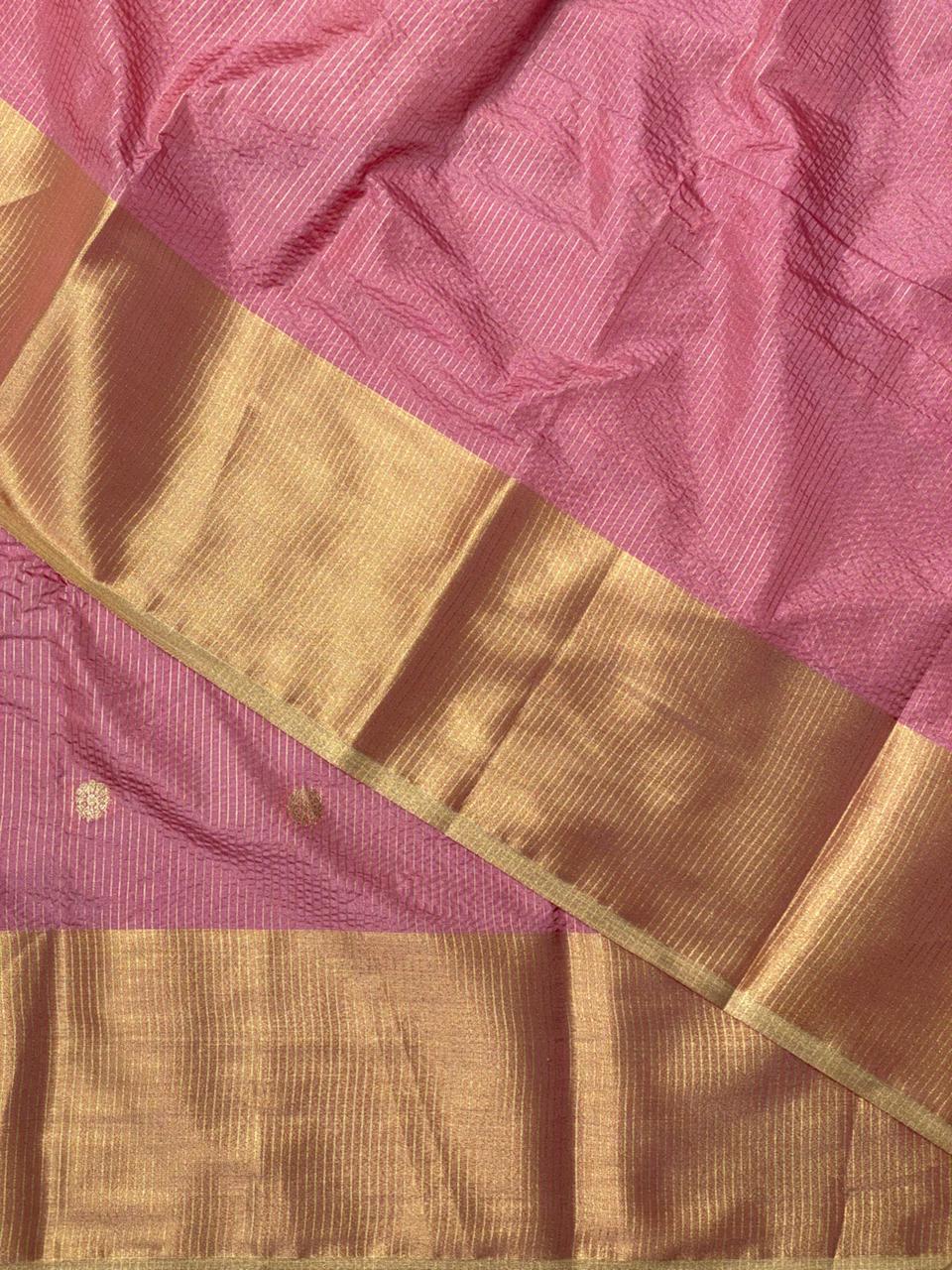 Peach Banarasi silk saree- MPS2D