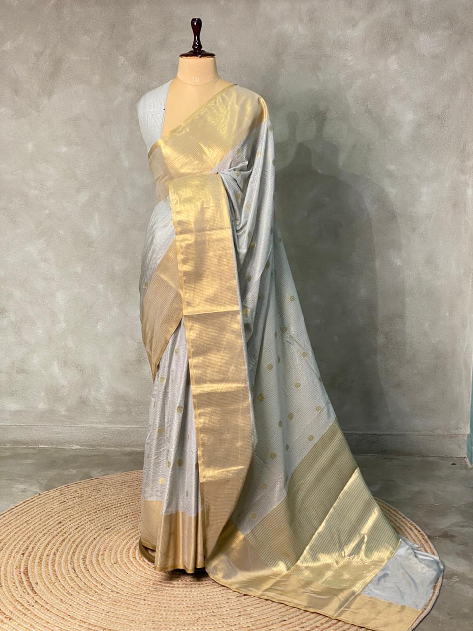Grey Banarasi silk saree- MPS2C