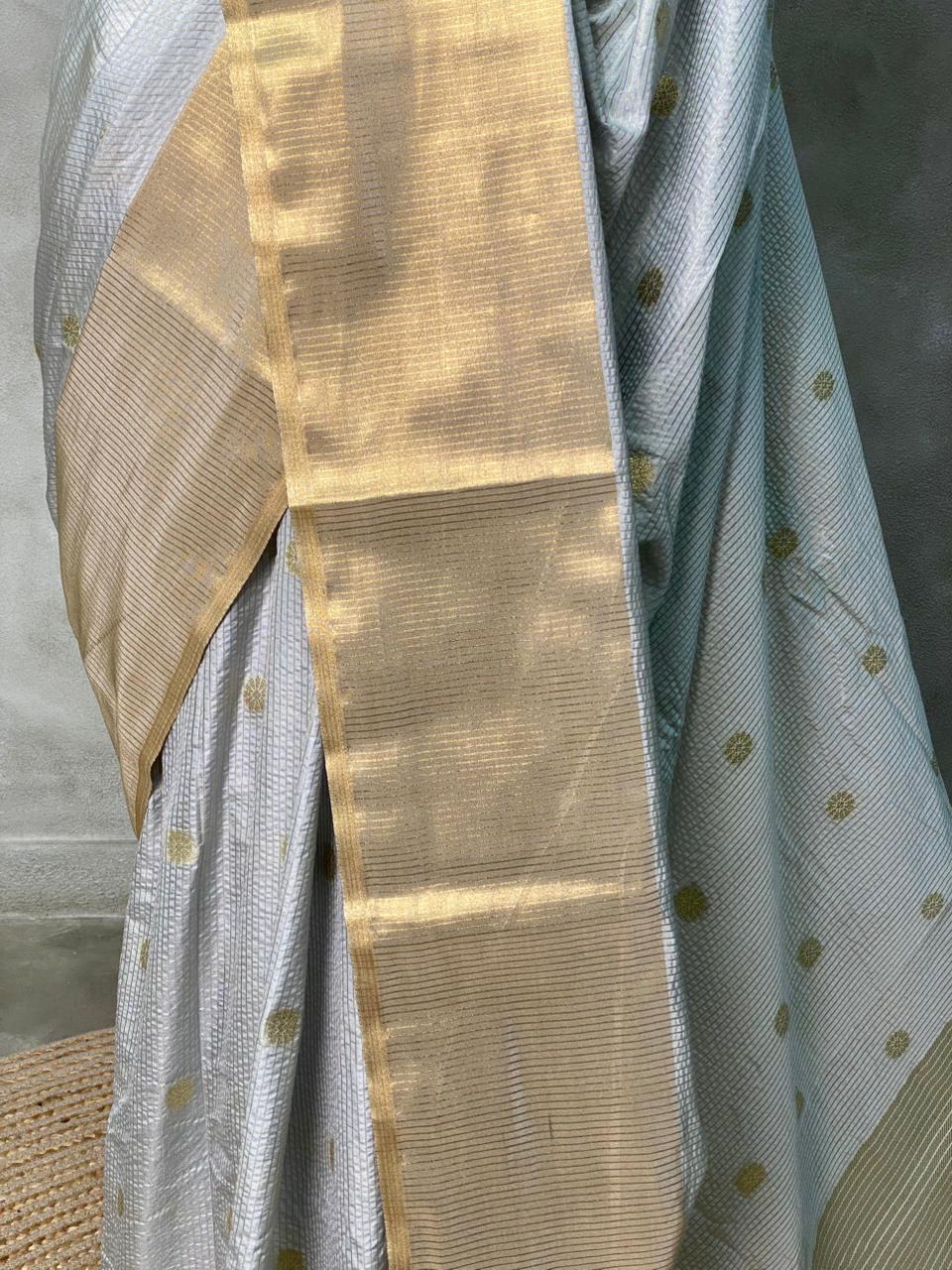 Grey Banarasi silk saree- MPS2C