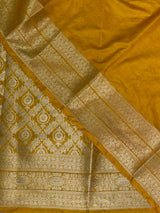 Mustard yellow brocade Banarasi silk saree- MPSBRO1