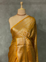 Mustard yellow brocade Banarasi silk saree- MPSBRO1