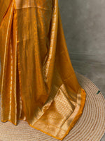 Mustard yellow brocade Banarasi silk saree- MPSBRO1