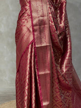 Deep maroon brocade Banarasi silk saree- MPSBRO2