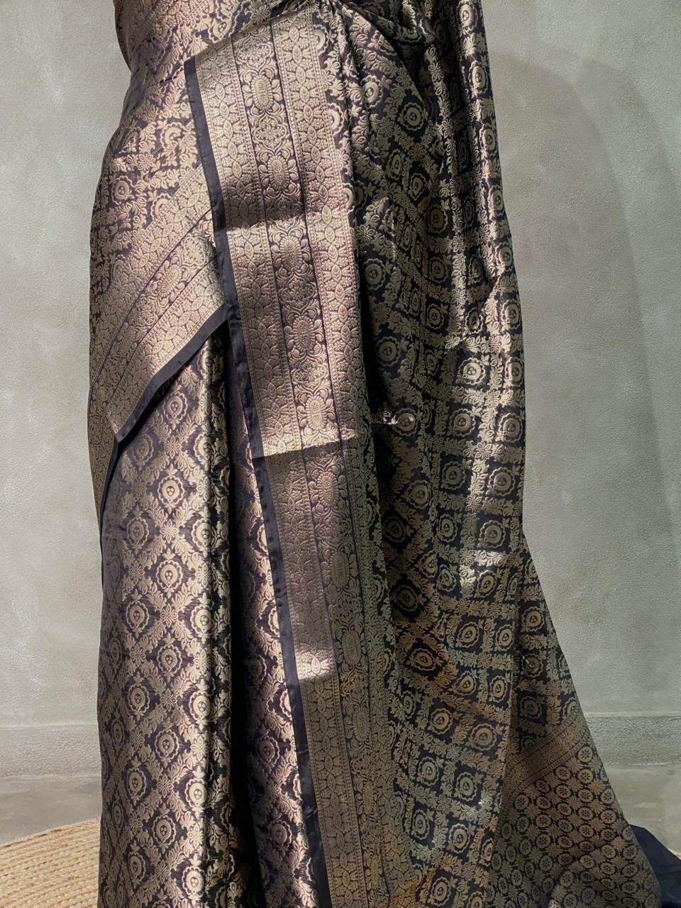 Black brocade Banarasi silk saree- MPSBRO3