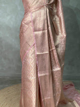 Pastal pink brocade Banarasi silk saree- MPSBRO4