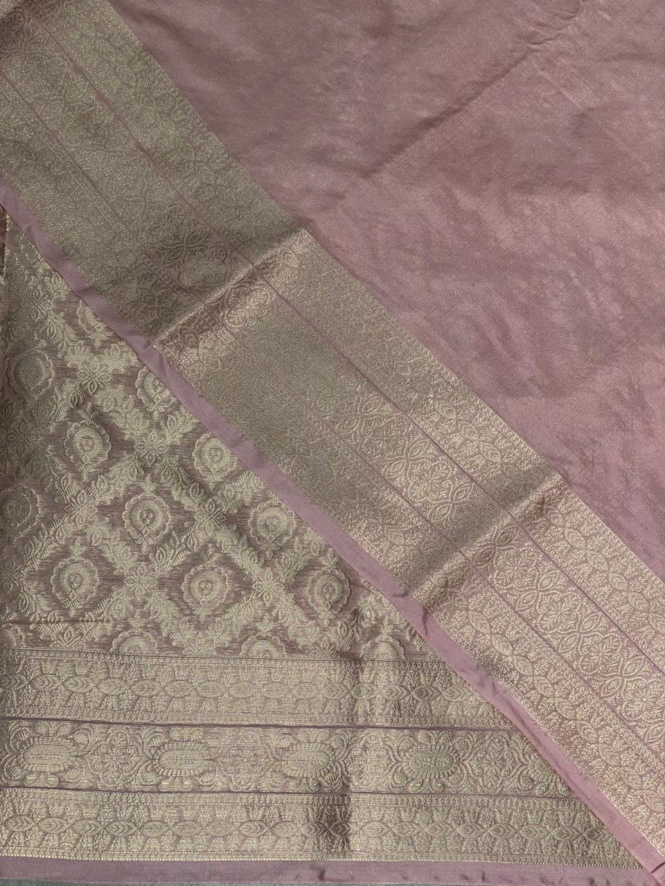 Pastal pink brocade Banarasi silk saree- MPSBRO4
