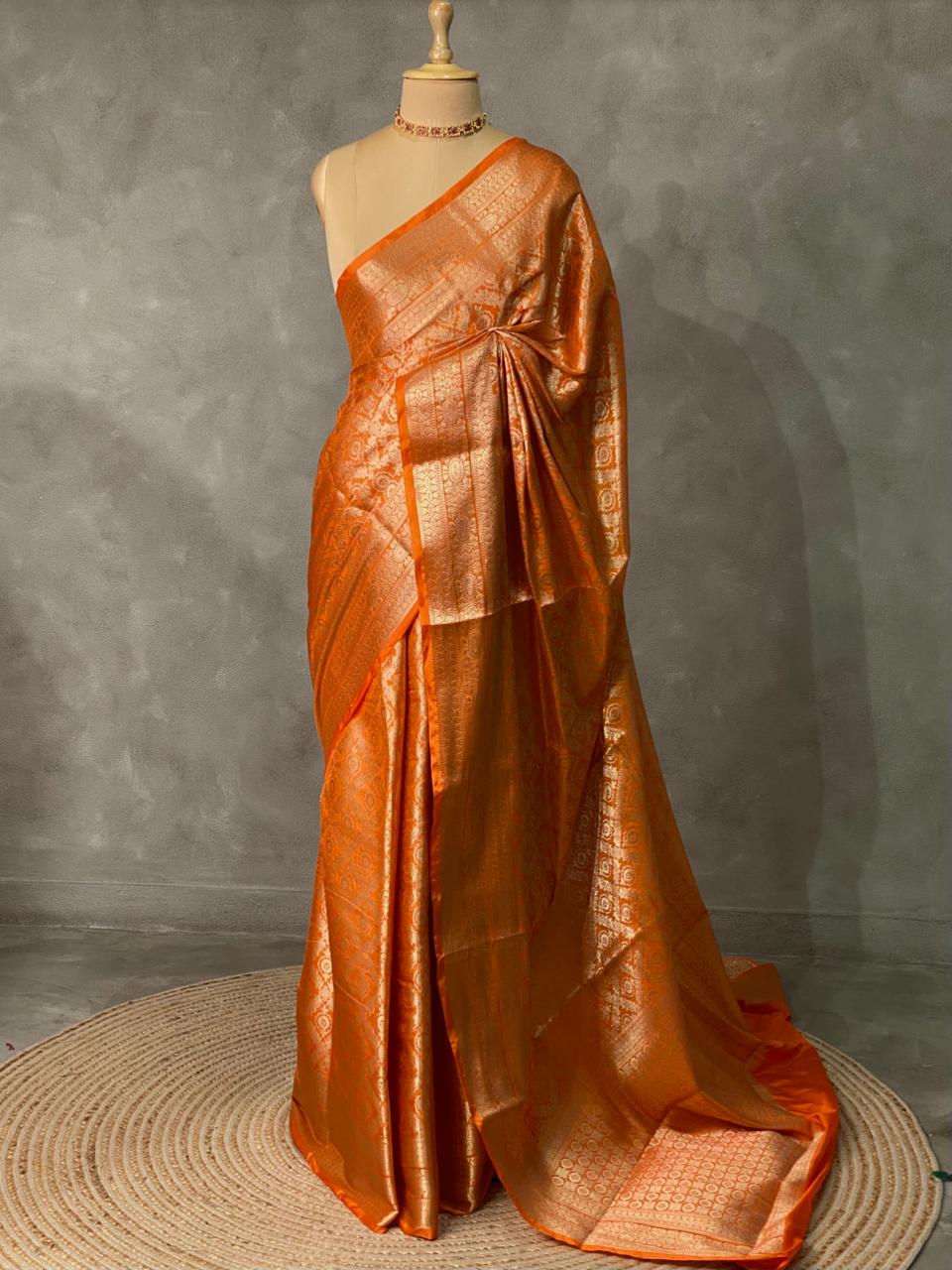 orange brocade Banarasi silk saree- MPSBRO6