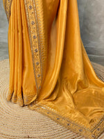 Golden yellow pure tissue silk designer saree - PSD12