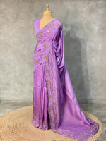Lavender Raw silk designer saree - PSD13