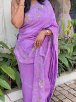 Lavender Raw silk designer saree - PSD13