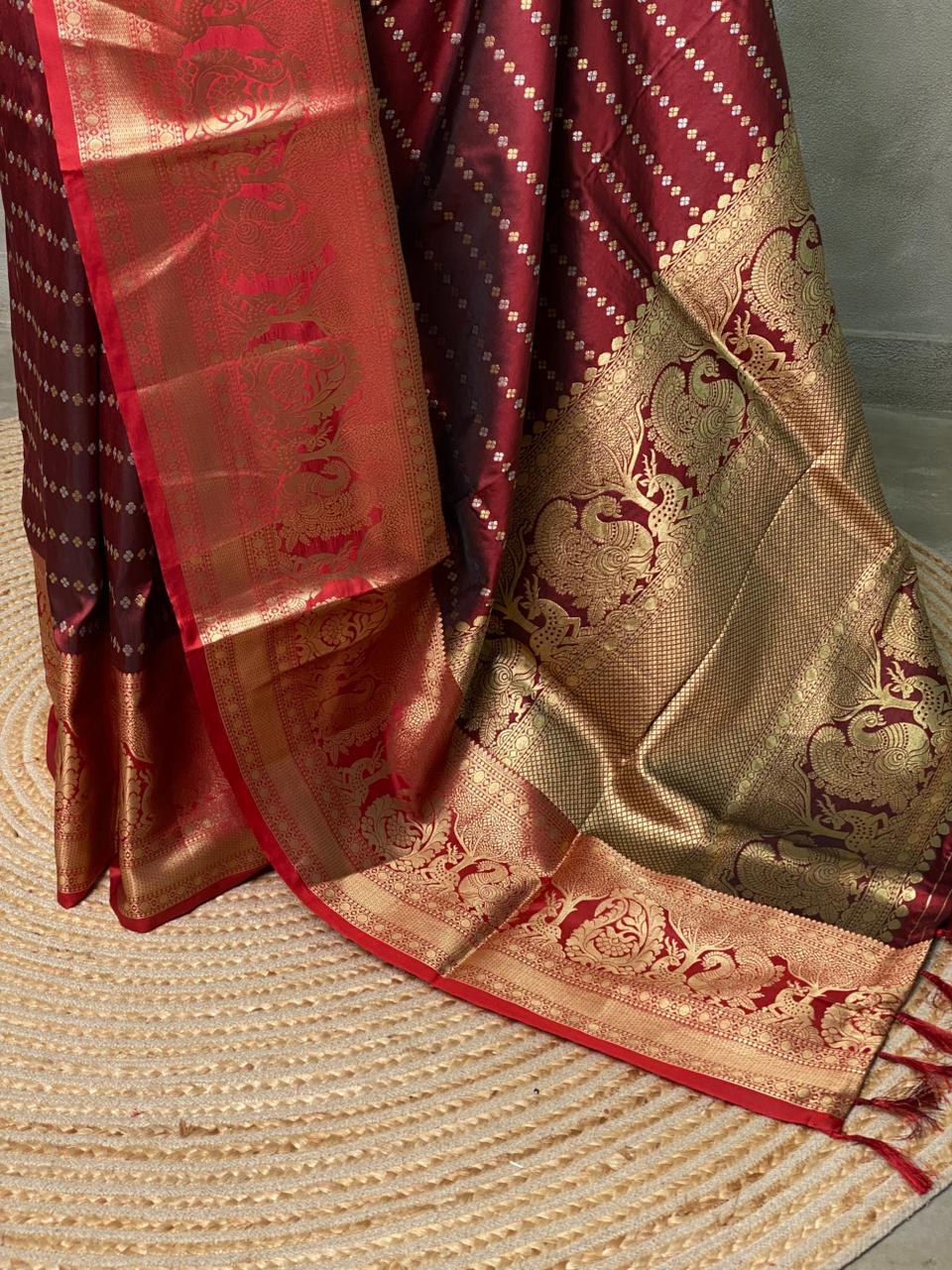 Maroon Banarasi saree -BSP2