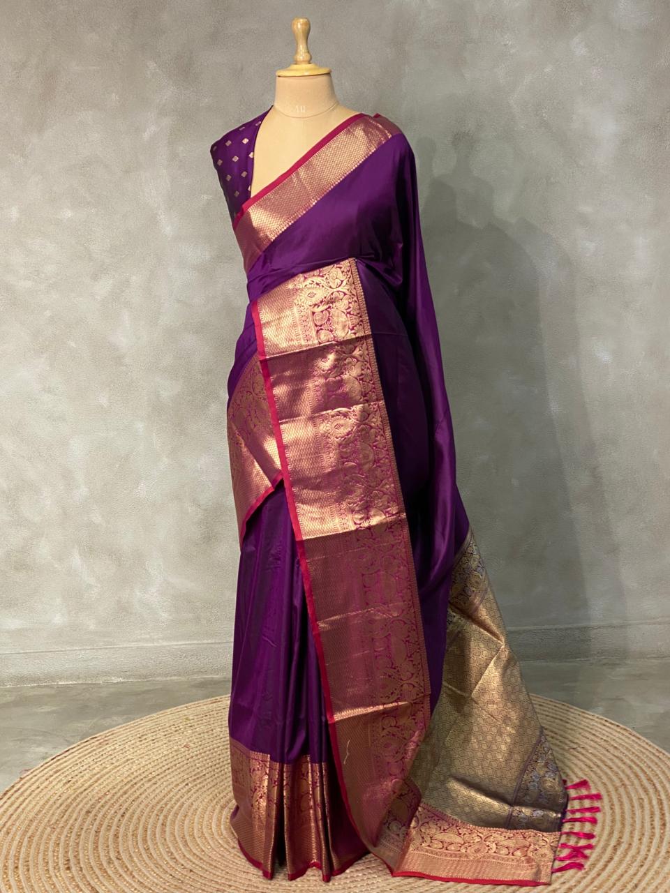 Dark wine Banarasi saree -BSP5