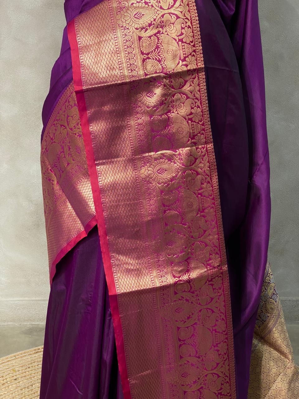 Dark wine Banarasi saree -BSP5