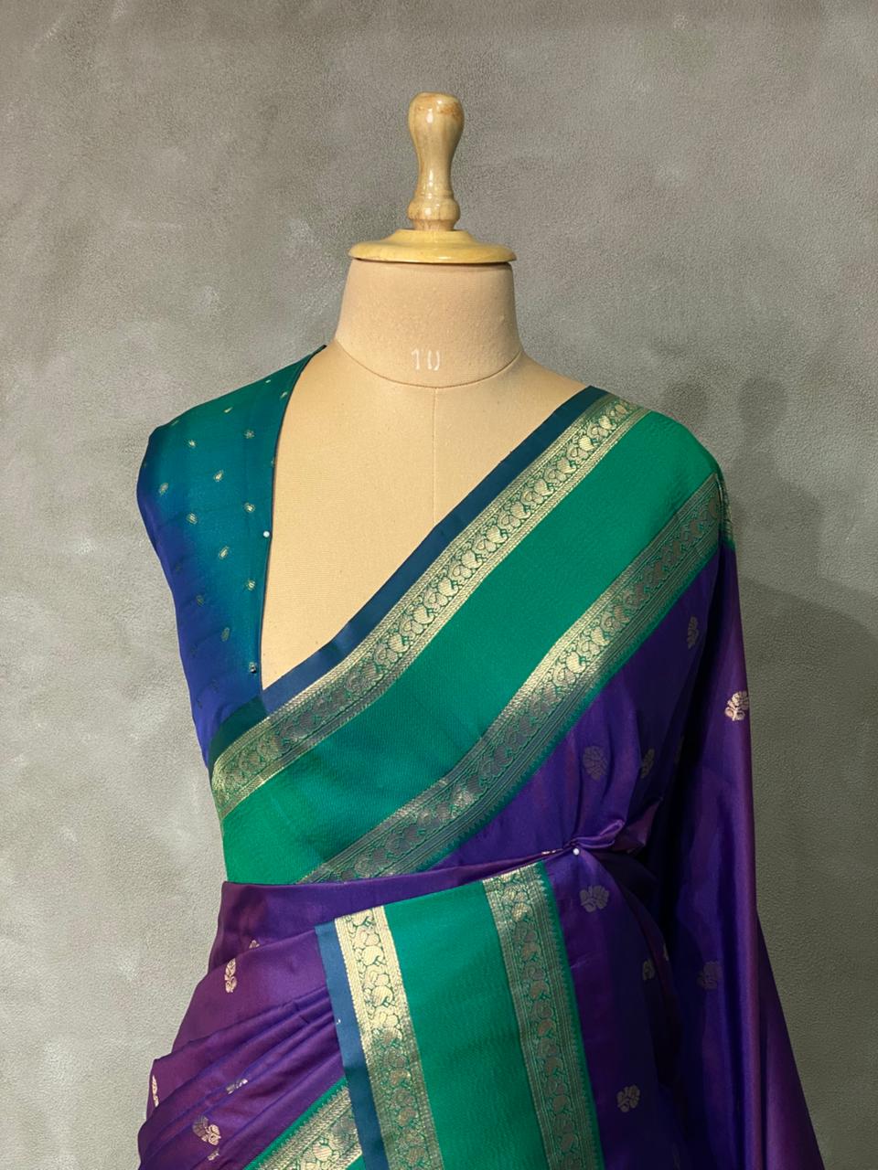 Violet and green Banarasi saree -BSP7A