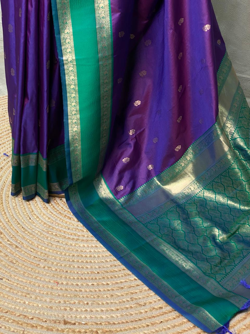 Violet and green Banarasi saree -BSP7A